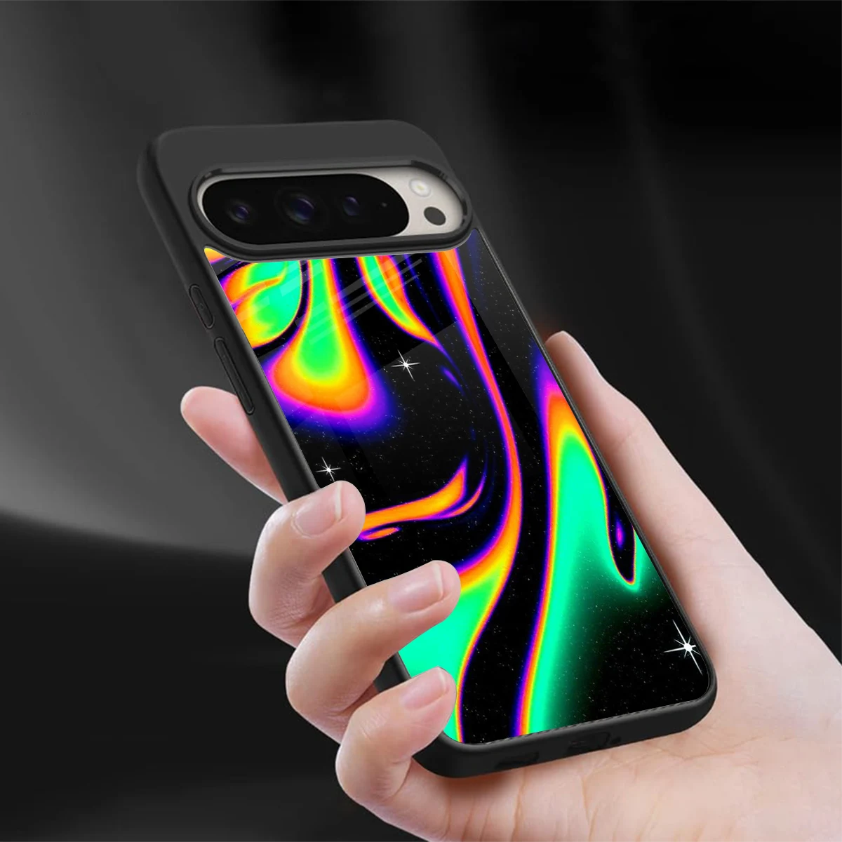 Cosmic Mirage sleek google pixel 9 pro xl cover with tempered glass back and TPU edges