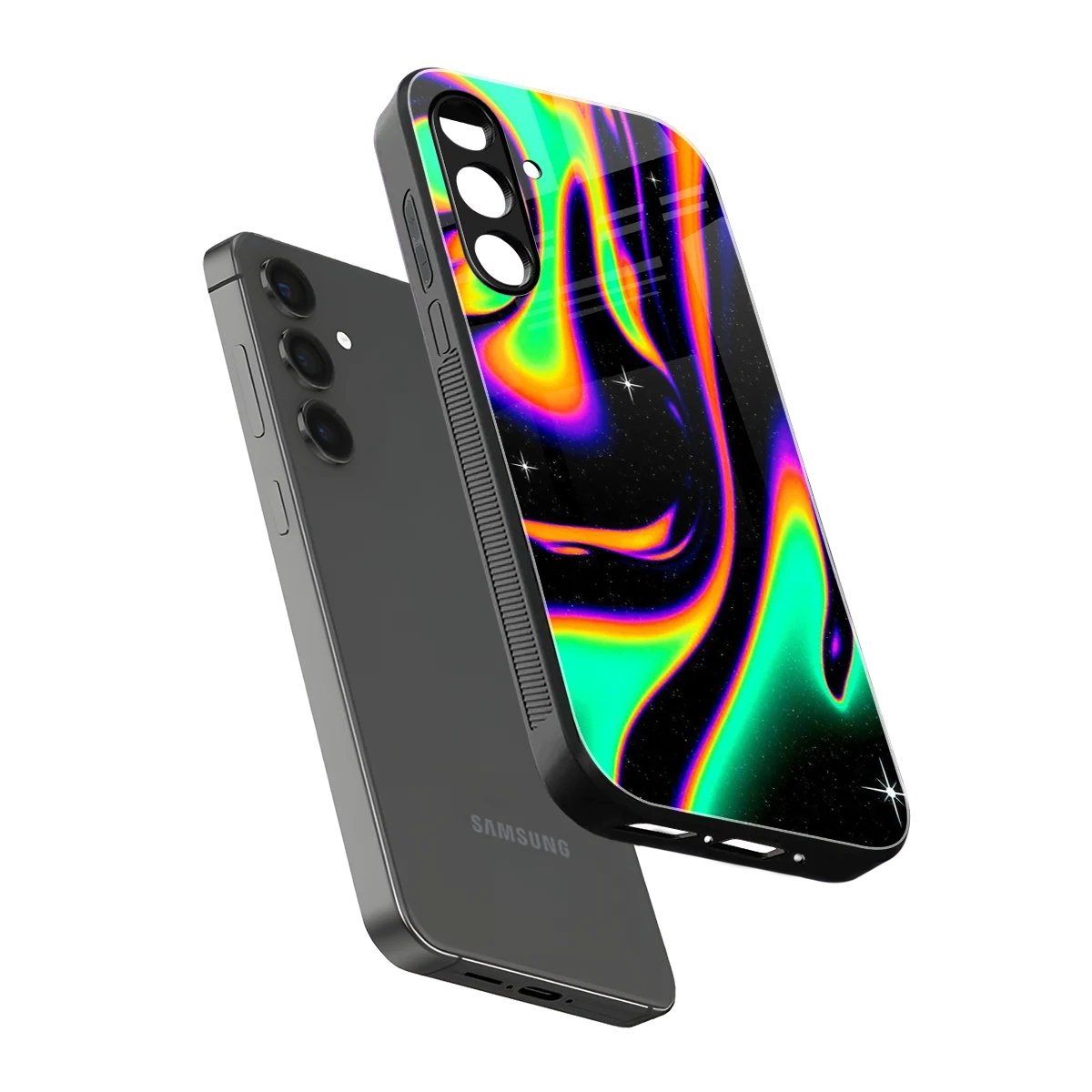 Cosmic Mirage sleek samsung galaxy m35 5g cover with tempered glass back and TPU edges