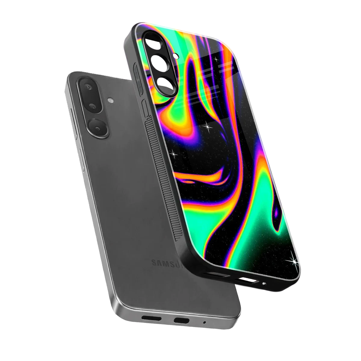 Cosmic Mirage sleek samsung galaxy m56 5g cover with tempered glass back and TPU edges
