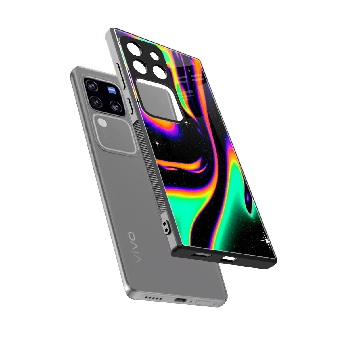 Cosmic Mirage sleekvivo v30 pro cover with tempered glass back and TPU edges