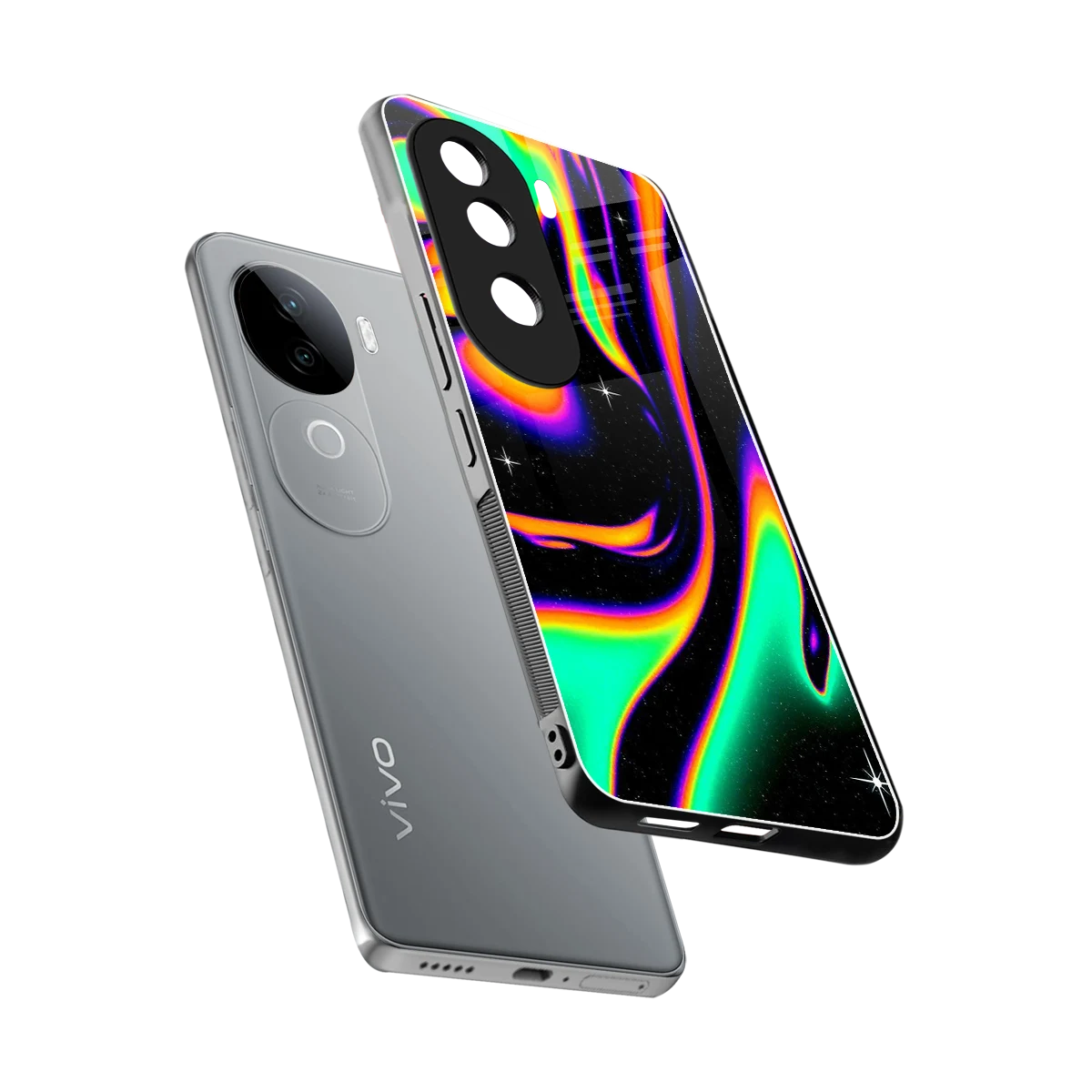Cosmic Mirage sleek vivo v40e cover with tempered glass back and TPU edges