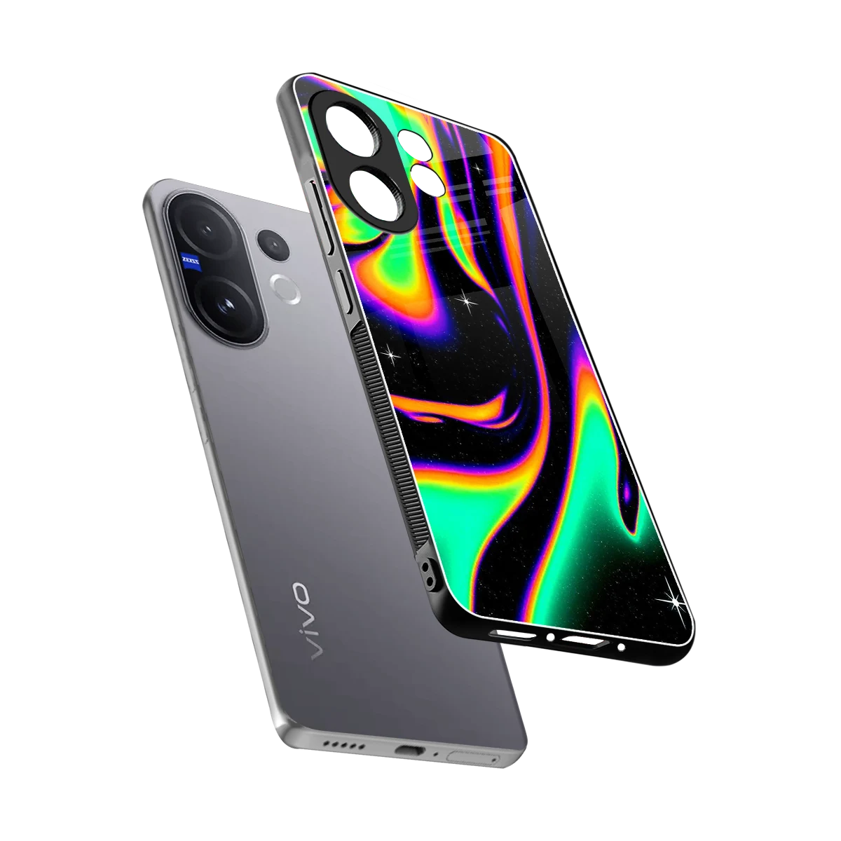 Cosmic Mirage sleek vivo v60 cover with tempered glass back and TPU edges
