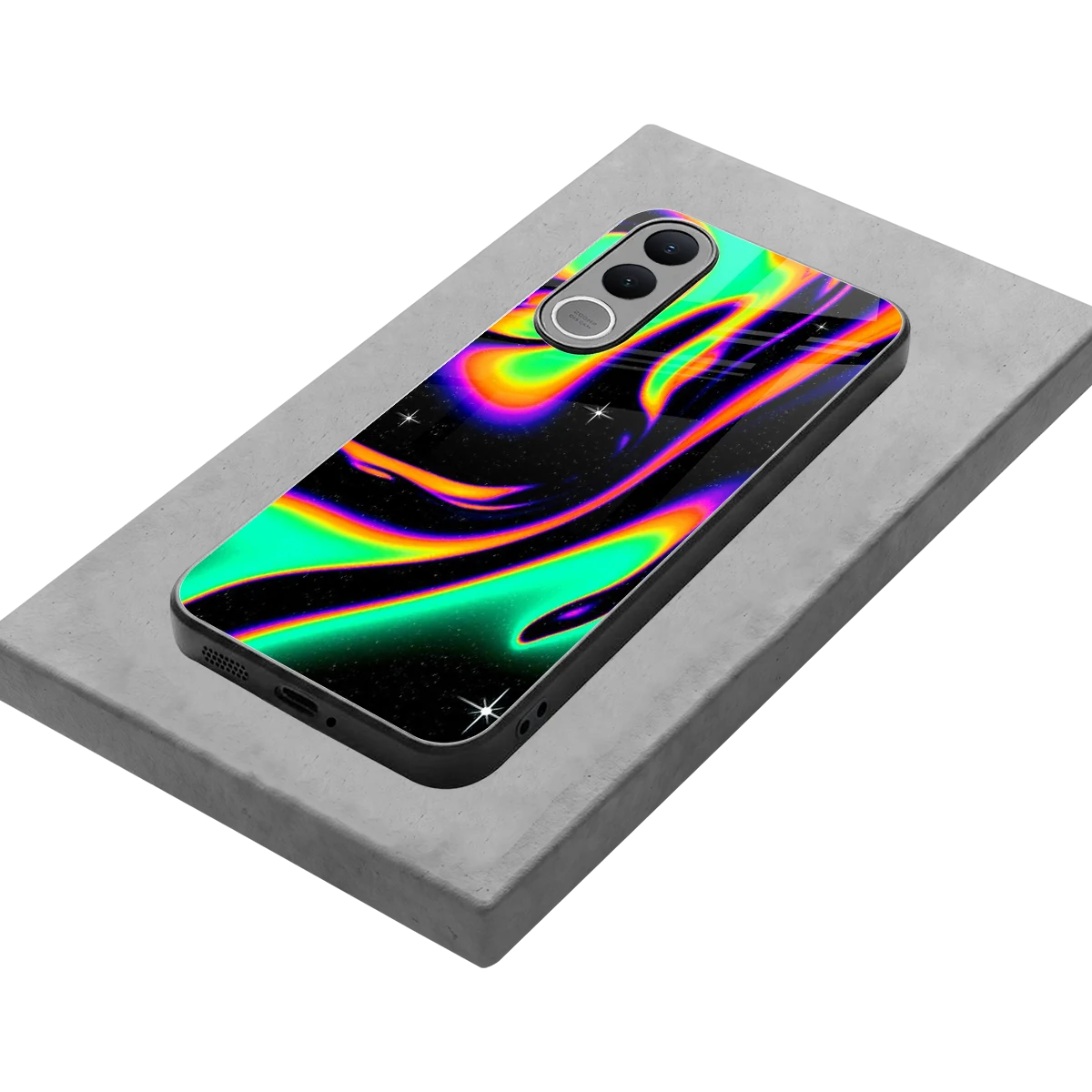 Cosmic Mirage stylish phone case for vivo v70 fe | glossy glass and slim fit