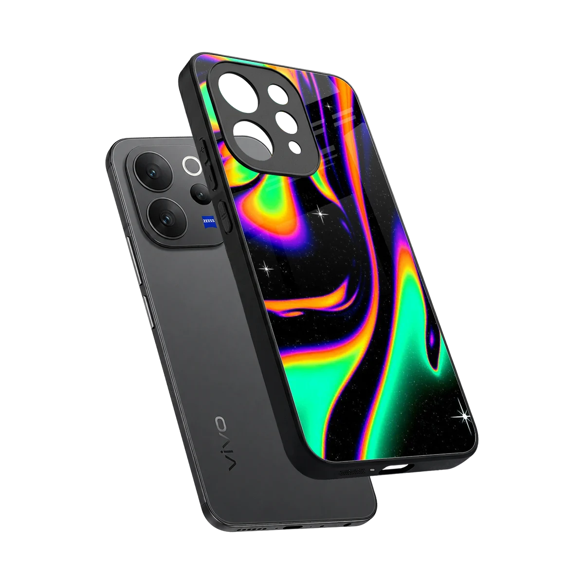 Cosmic Mirage sleek vivo v70 cover with tempered glass back and TPU edges