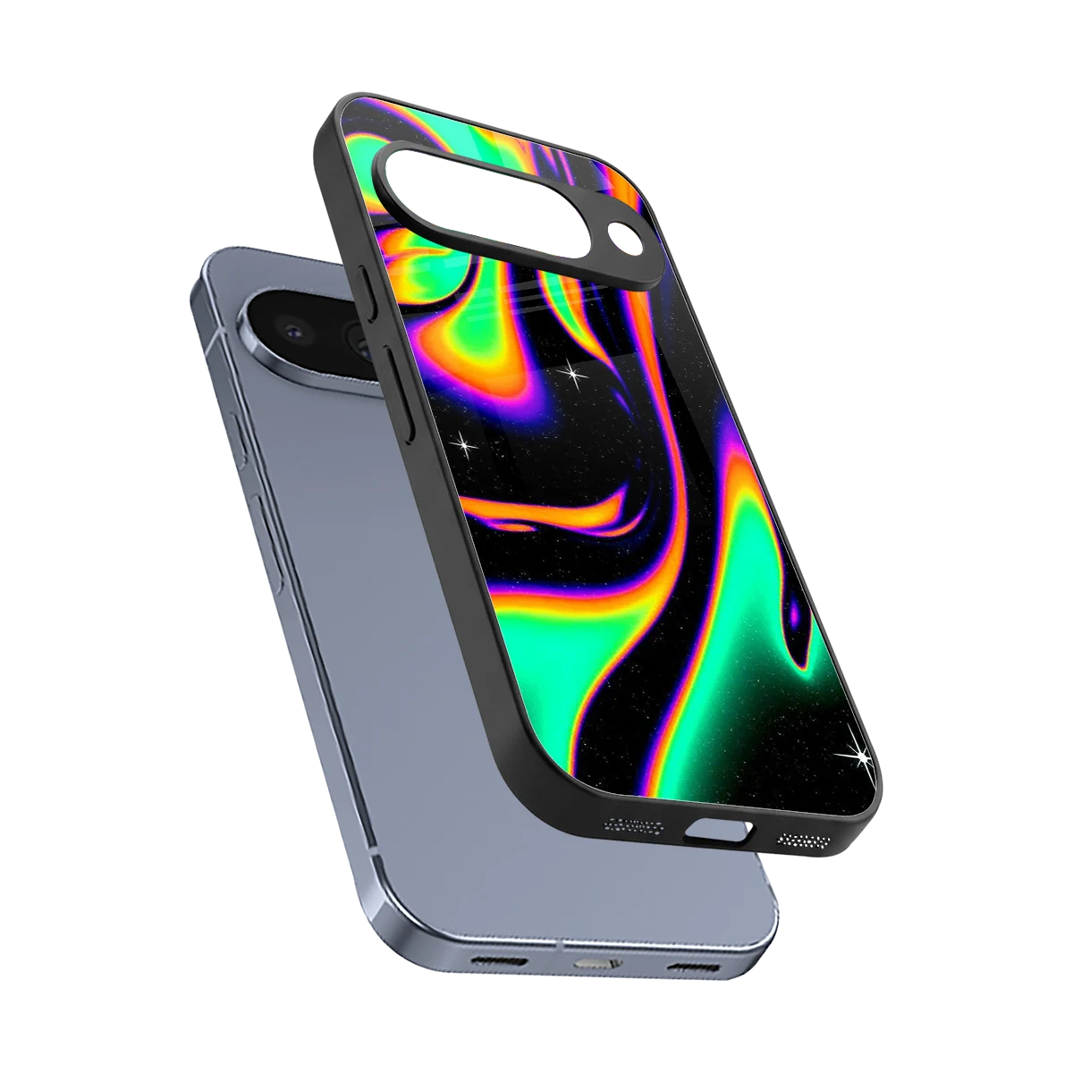 Cosmic Mirage sleek google pixel 10 cover with tempered glass back and TPU edges