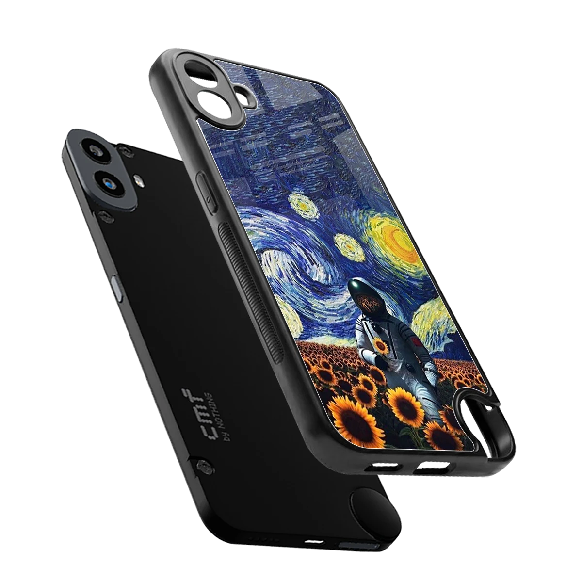 Cosmic Night sleek cmf nothing phone 1 cover with tempered glass back and TPU edges