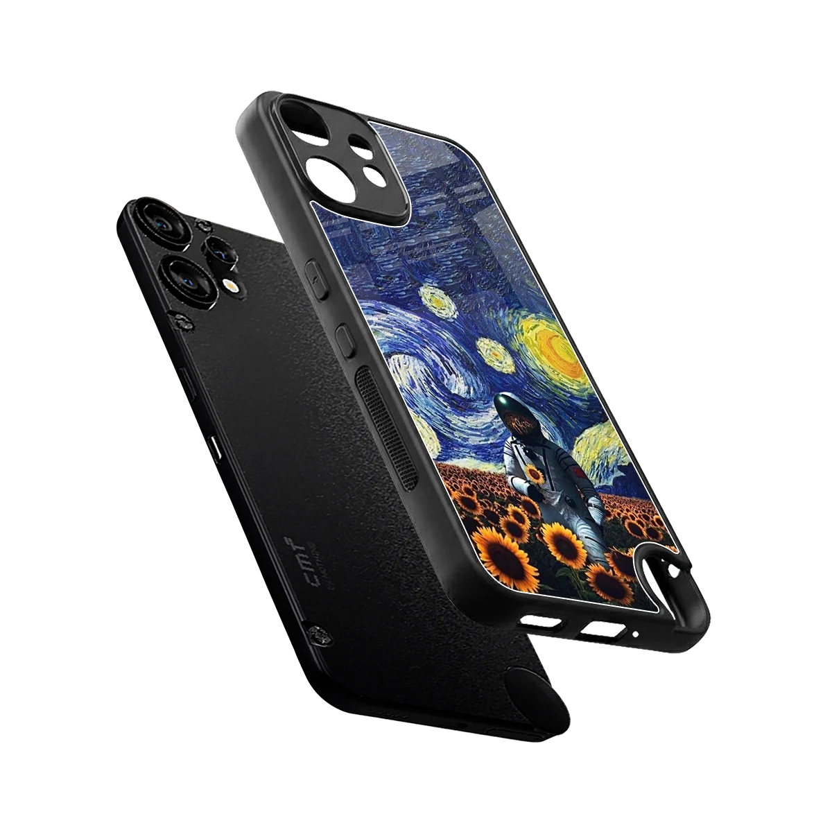 Cosmic Night sleek cmf nothing phone 2 pro cover with tempered glass back and TPU edges