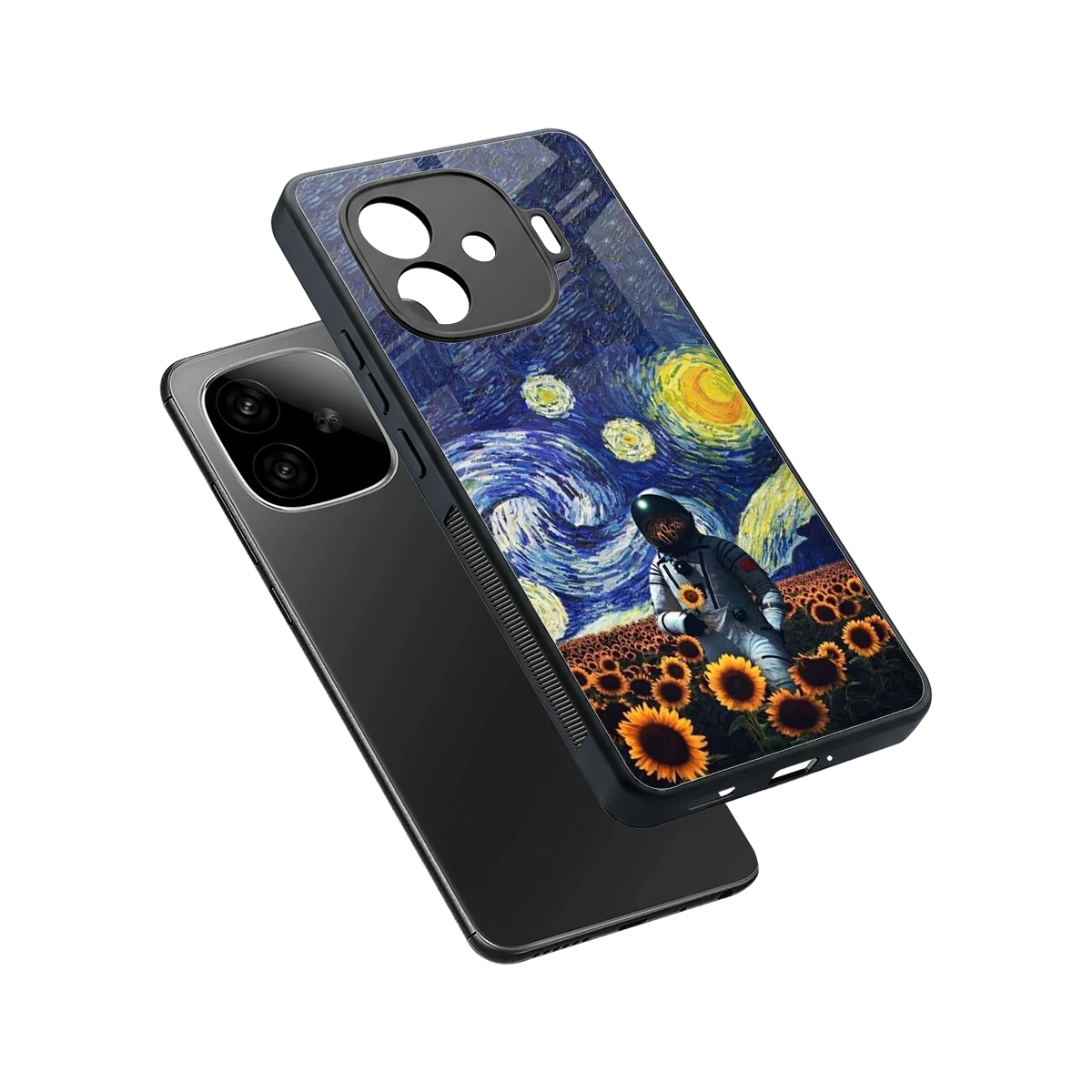 Cosmic Night sleek iqoo neo 10r 5g cover with tempered glass back and TPU edges