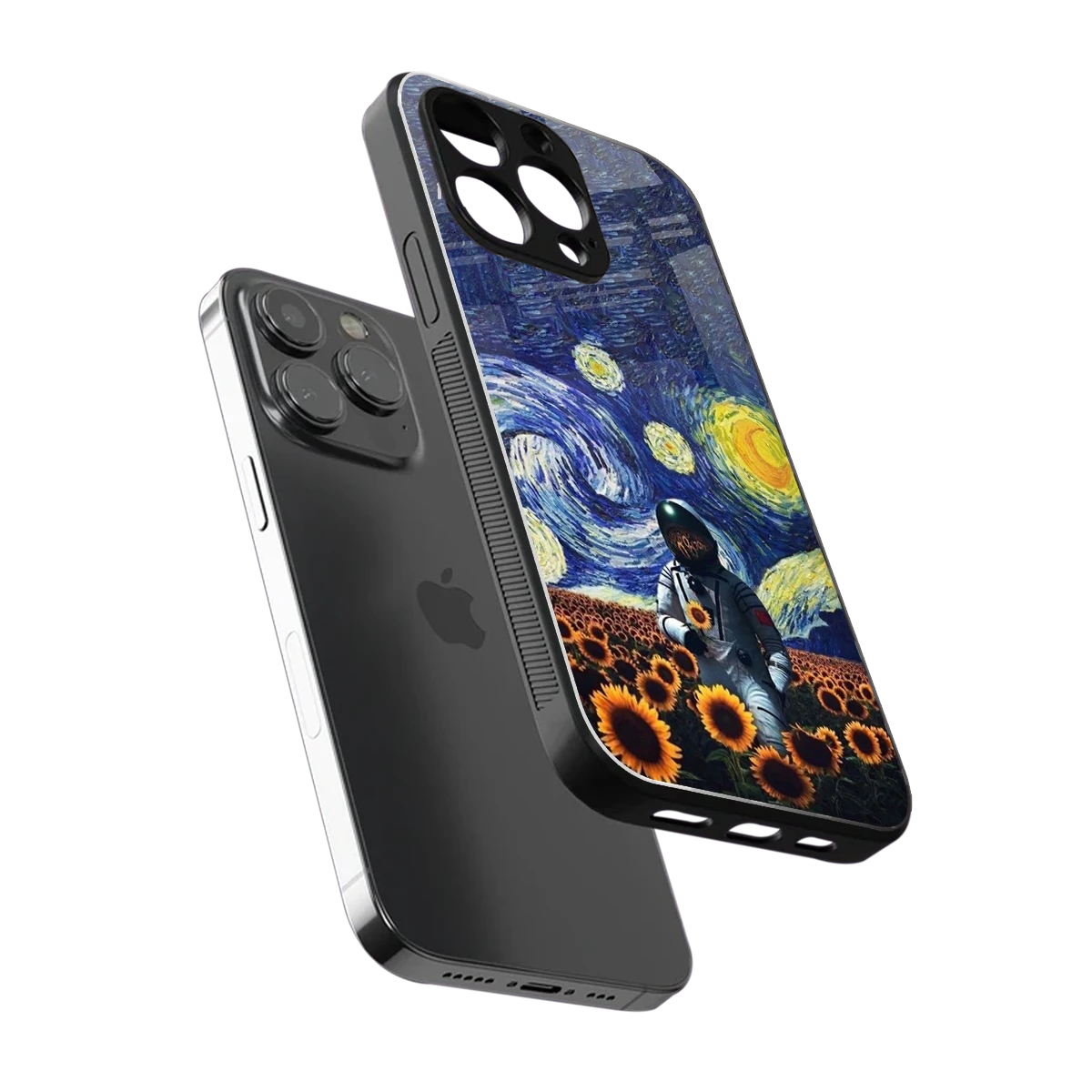Cosmic Night sleek iphone 13 pro cover with tempered glass back and TPU edges