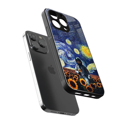 Cosmic Night sleek iphone 13 pro cover with tempered glass back and TPU edges