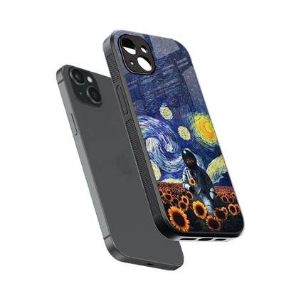Cosmic Night sleek iphone 14 plus cover with tempered glass back and TPU edges