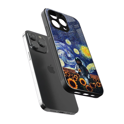 Cosmic Night sleek iphone 15 pro max cover with tempered glass back and TPU edges