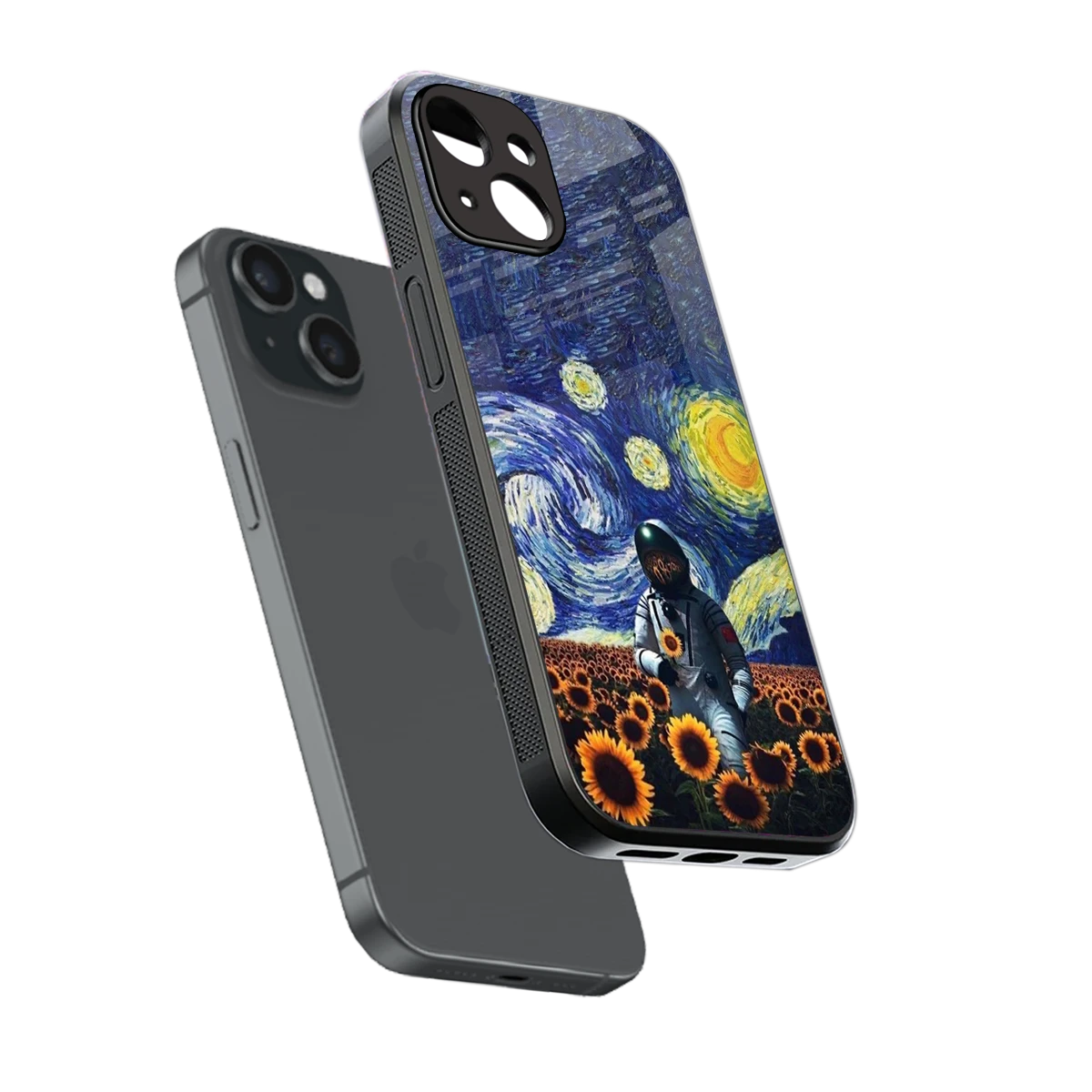 Cosmic Night sleek iphone 15 cover with tempered glass back and TPU edges