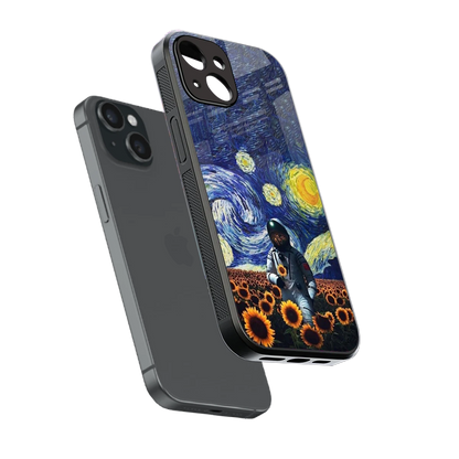 Cosmic Night sleek iphone 15 cover with tempered glass back and TPU edges