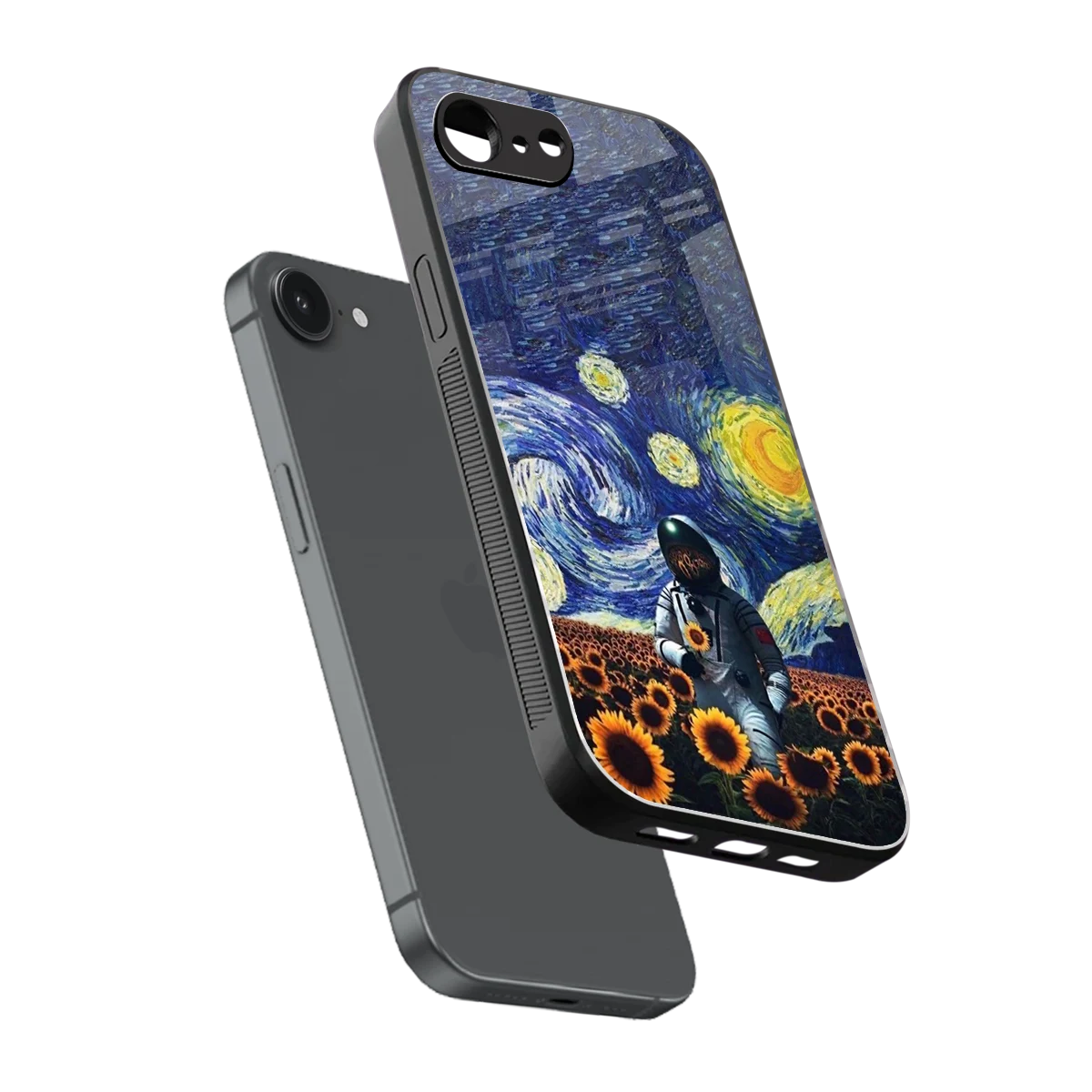 Cosmic Night sleek iphone 16e cover with tempered glass back and TPU edges