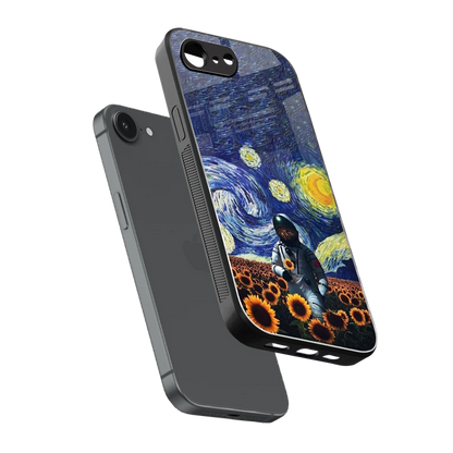Cosmic Night sleek iphone 16e cover with tempered glass back and TPU edges