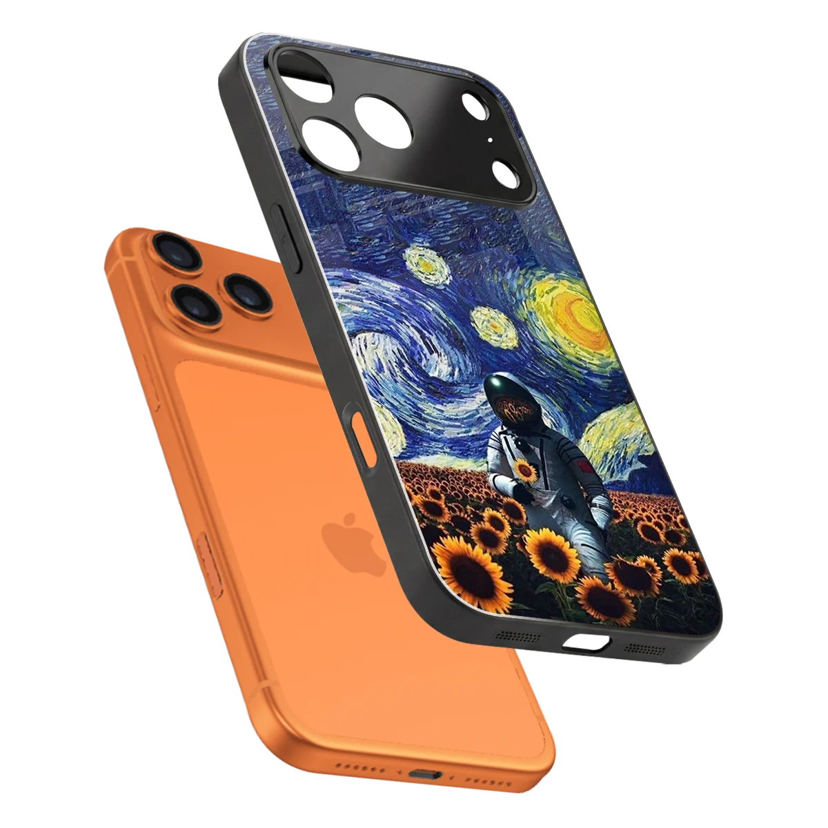 Cosmic Night sleek iphone 17 pro max cover with tempered glass back and TPU edges