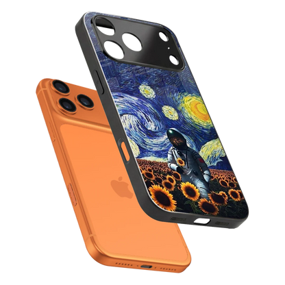 Cosmic Night sleek iphone 17 pro max cover with tempered glass back and TPU edges