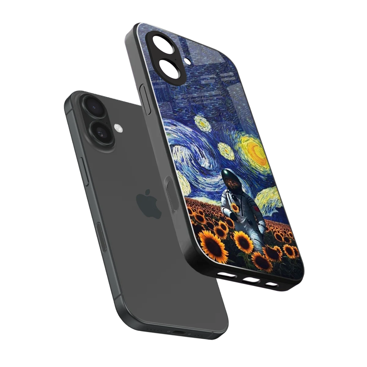 Cosmic Night sleek iphone 17 cover with tempered glass back and TPU edges