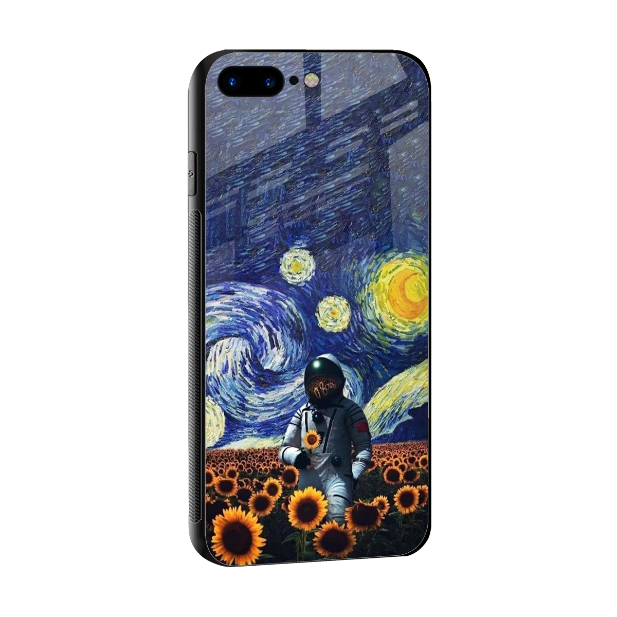 Cosmic Night sleek iphone 7 plus cover with tempered glass back and TPU edges