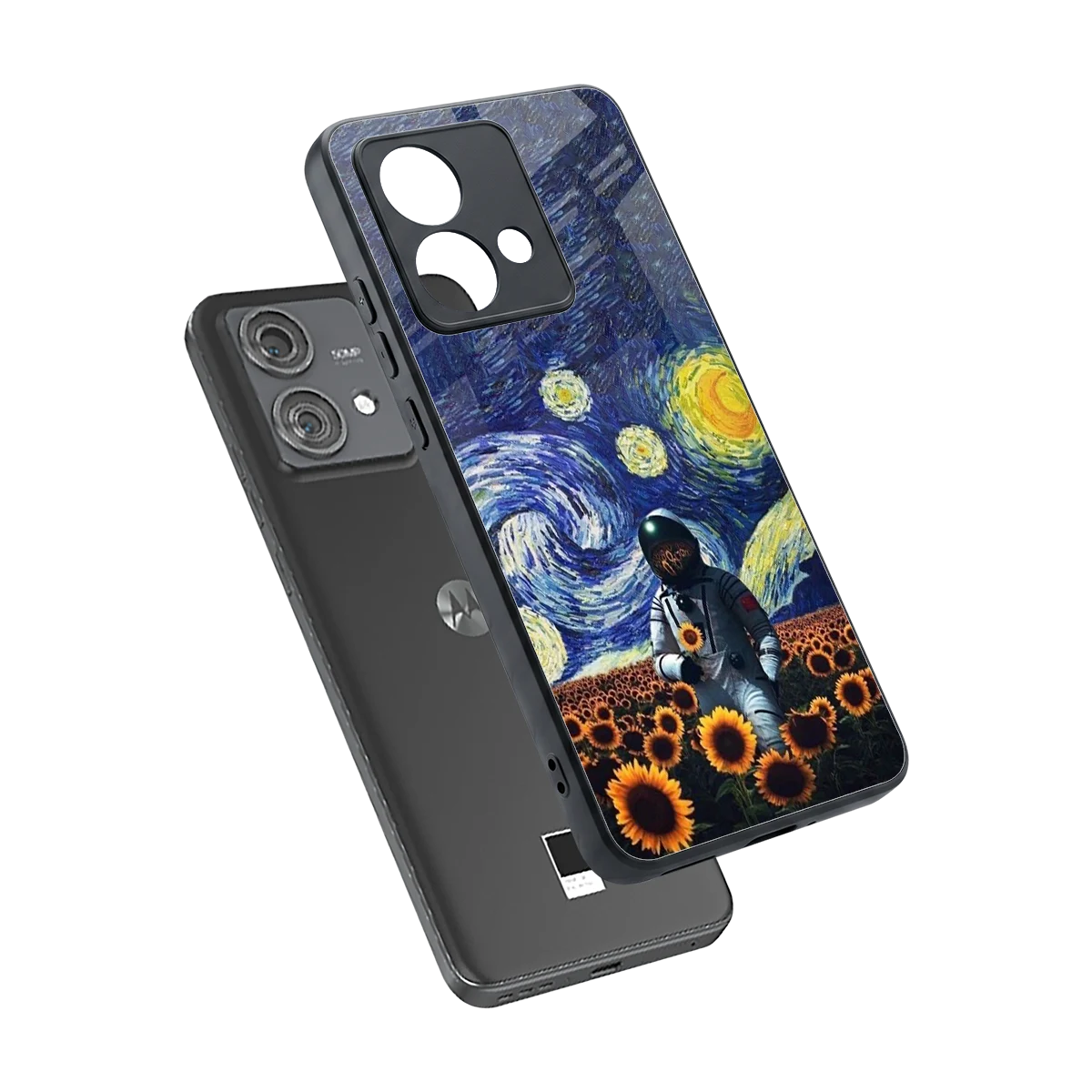 Cosmic Night sleek motorola edge 40 neo 5g cover with tempered glass back and TPU edges
