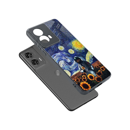 Cosmic Night sleek motorola edge 50 fusion cover with tempered glass back and TPU edges