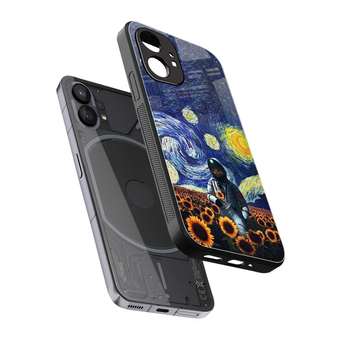 Cosmic Night sleek nothing phone 1 cover with tempered glass back and TPU edges