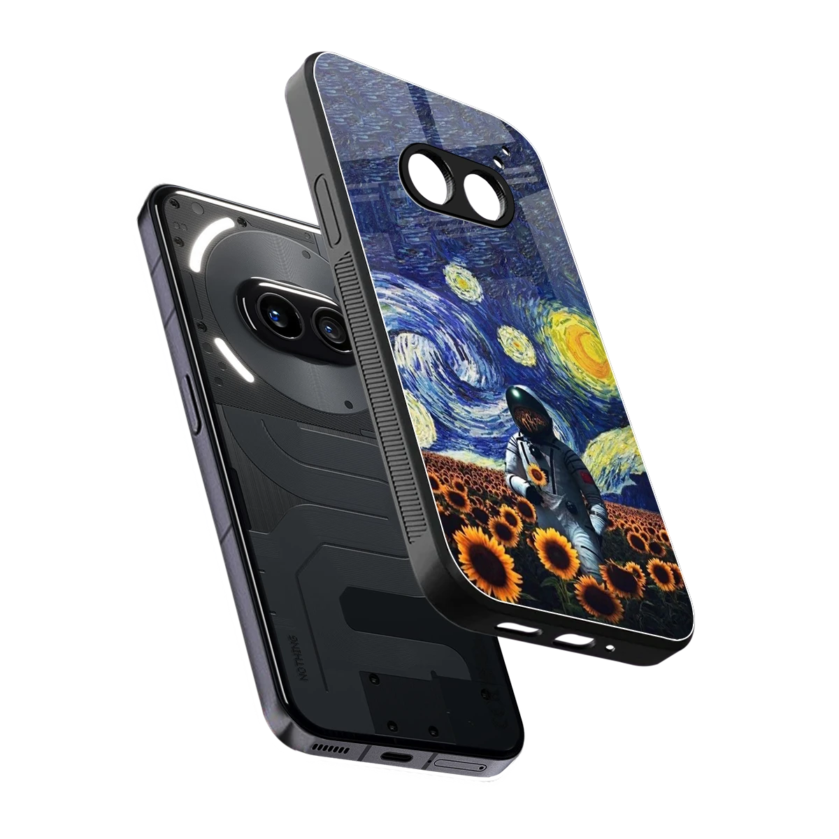 Cosmic Night sleek nothing phone 2a plus cover with tempered glass back and TPU edges