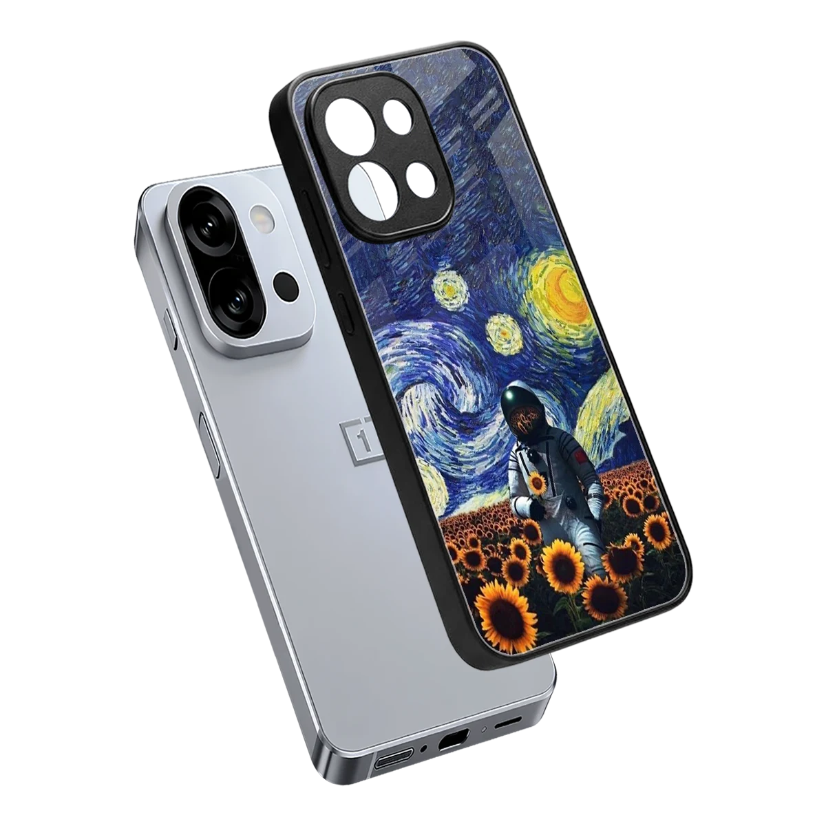 Cosmic Night sleek oneplus 13s cover with tempered glass back and TPU edges