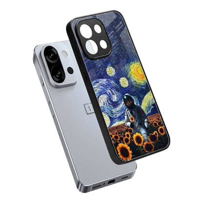 Cosmic Night sleek oneplus 13s cover with tempered glass back and TPU edges
