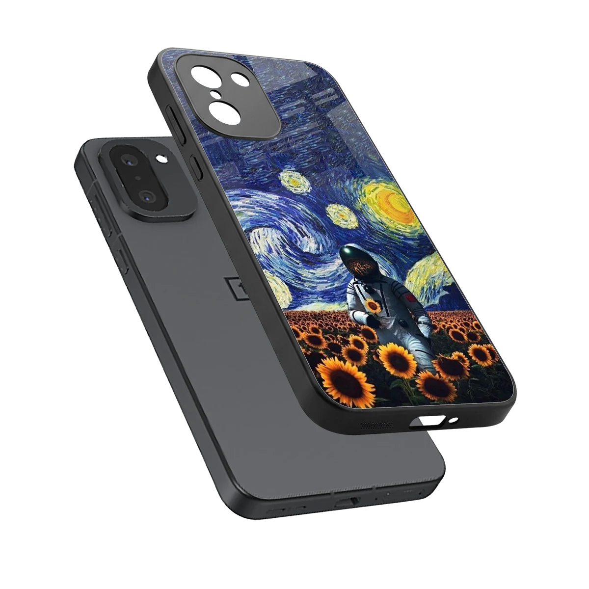Cosmic Night sleek oneplus 15r cover with tempered glass back and TPU edges