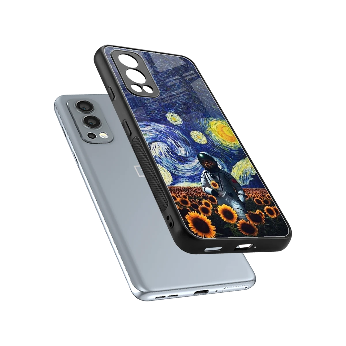 Cosmic Night sleek oneplus nord 2 cover with tempered glass back and TPU edges