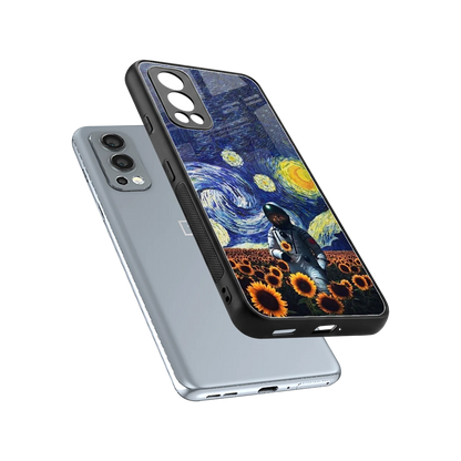 Cosmic Night sleek oneplus nord 2 cover with tempered glass back and TPU edges