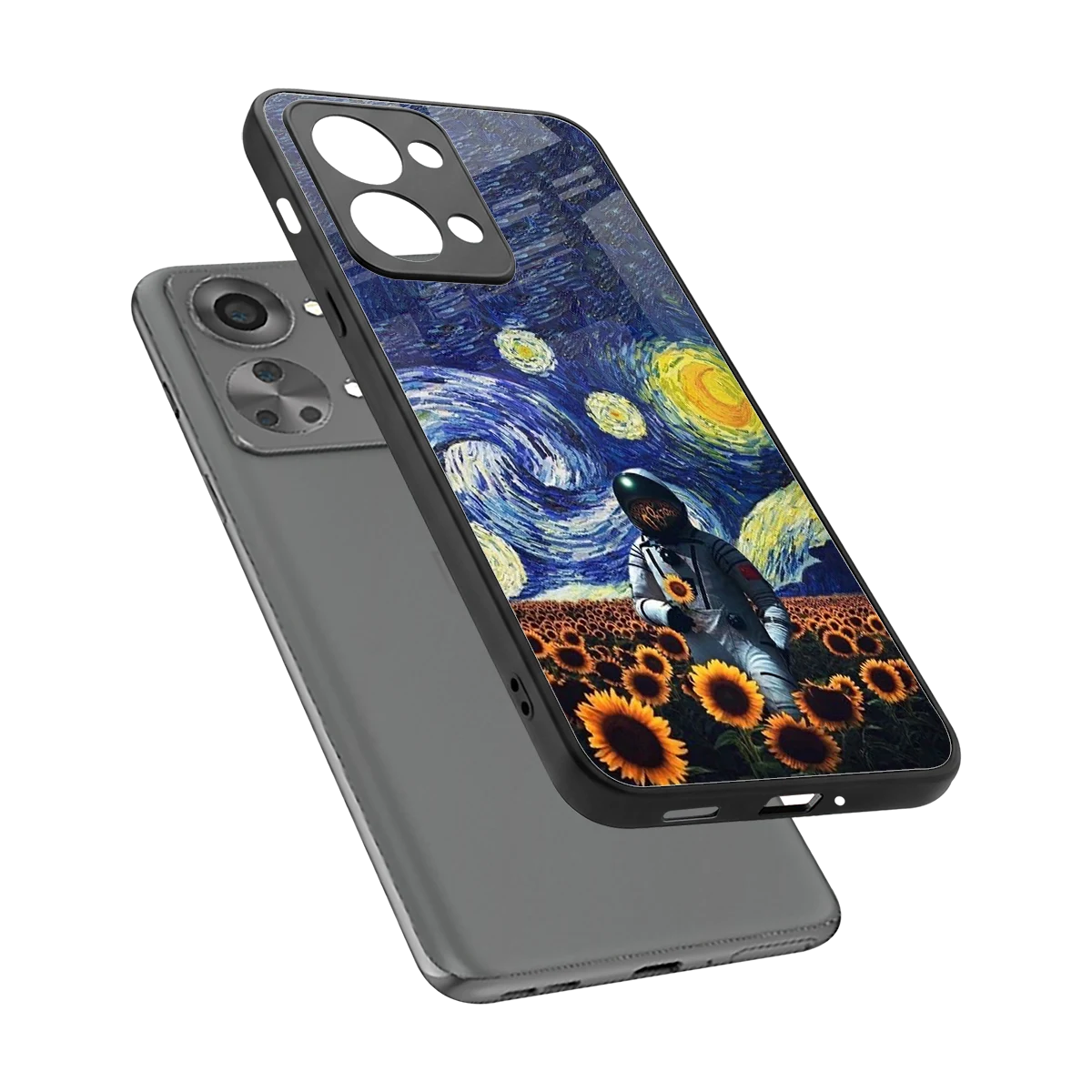 Cosmic Night sleek oneplus nord 2t cover with tempered glass back and TPU edges