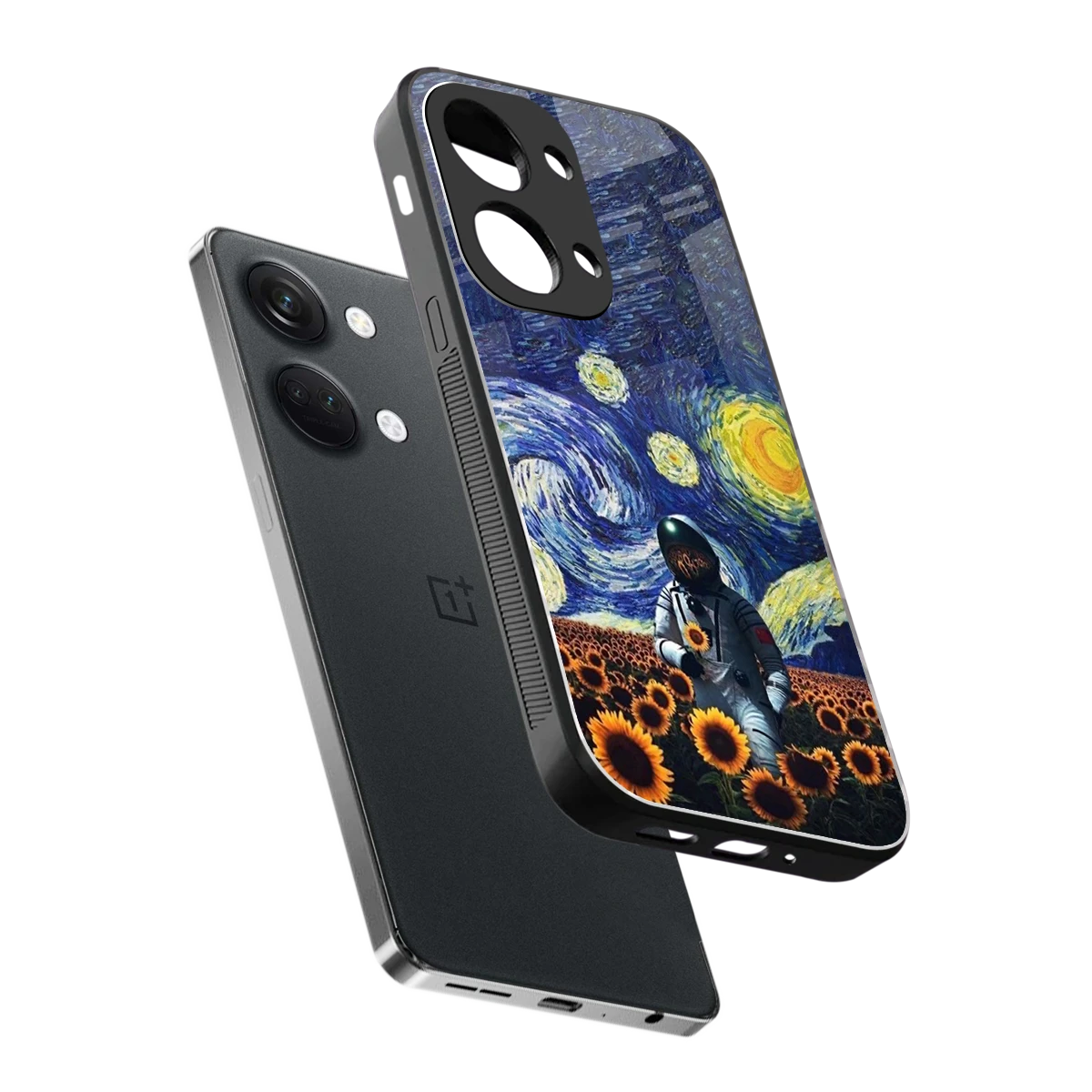 Cosmic Night sleek oneplus nord 3 cover with tempered glass back and TPU edges