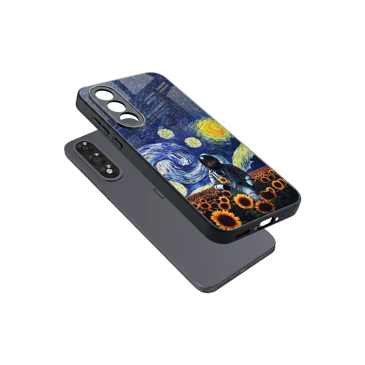 Cosmic Night sleek oneplus nord 5 cover with tempered glass back and TPU edges