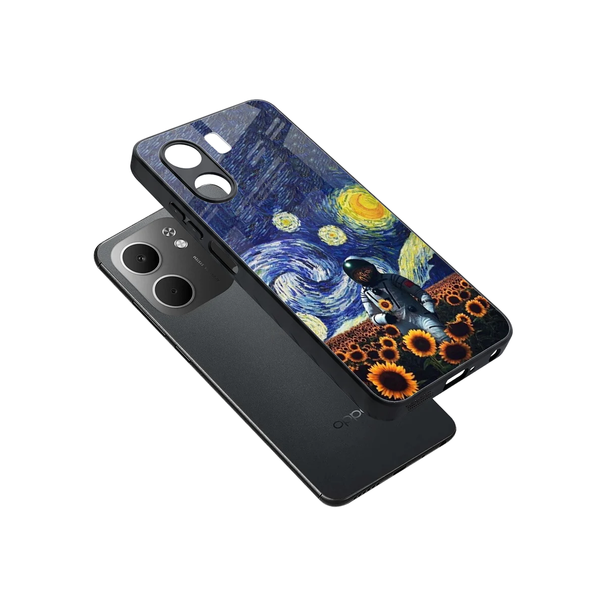 Cosmic Night sleek oppo a5x 5g cover with tempered glass back and TPU edges