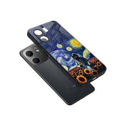 Cosmic Night sleek oppo a5x 5g cover with tempered glass back and TPU edges