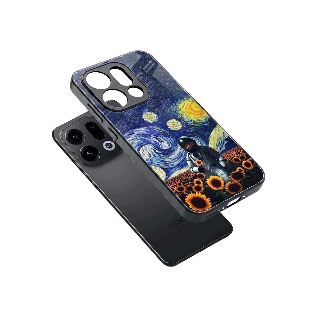 Cosmic Night sleek oppo find x9 cover with tempered glass back and TPU edges