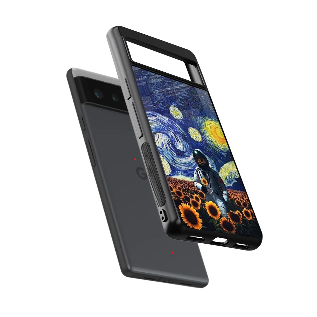 Cosmic Night sleek google pixel 6 cover with tempered glass back and TPU edges