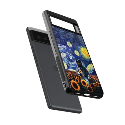 Cosmic Night sleek google pixel 6 cover with tempered glass back and TPU edges