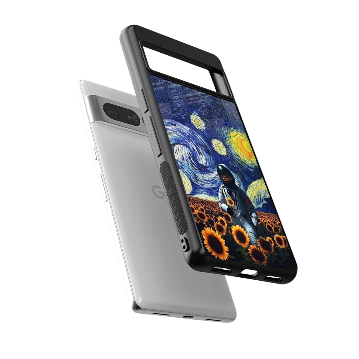 Cosmic Night sleek google pixel 7 pro cover with tempered glass back and TPU edges