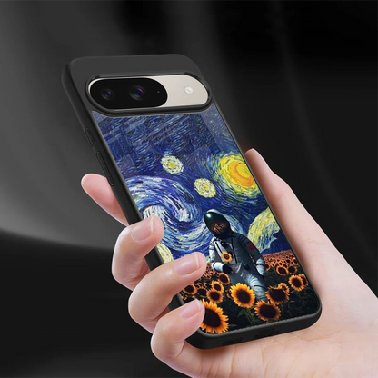 Cosmic Night sleek google pixel 9 cover with tempered glass back and TPU edges