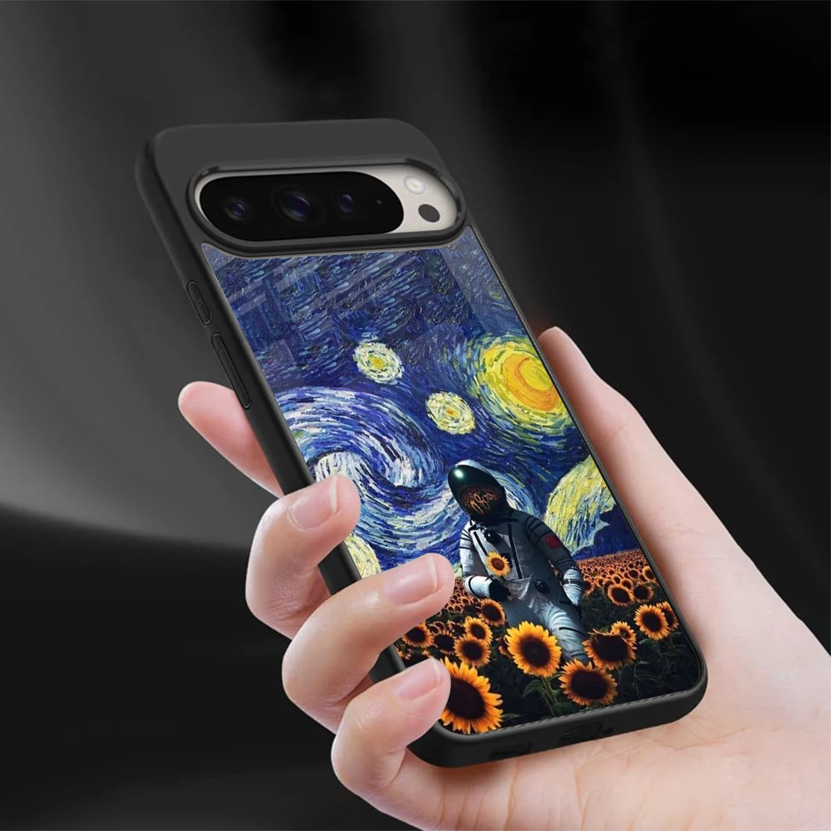 Cosmic Night sleek google pixel 9 pro xl cover with tempered glass back and TPU edges
