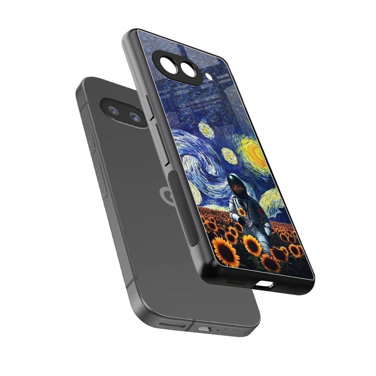 Cosmic Night sleek google pixel 10a cover with tempered glass back and TPU edges