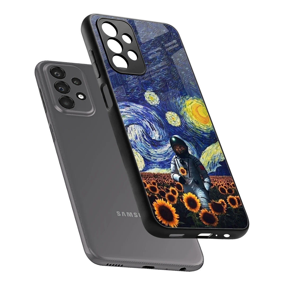 Cosmic Night sleek samsung galaxy a23 cover with tempered glass back and TPU edges