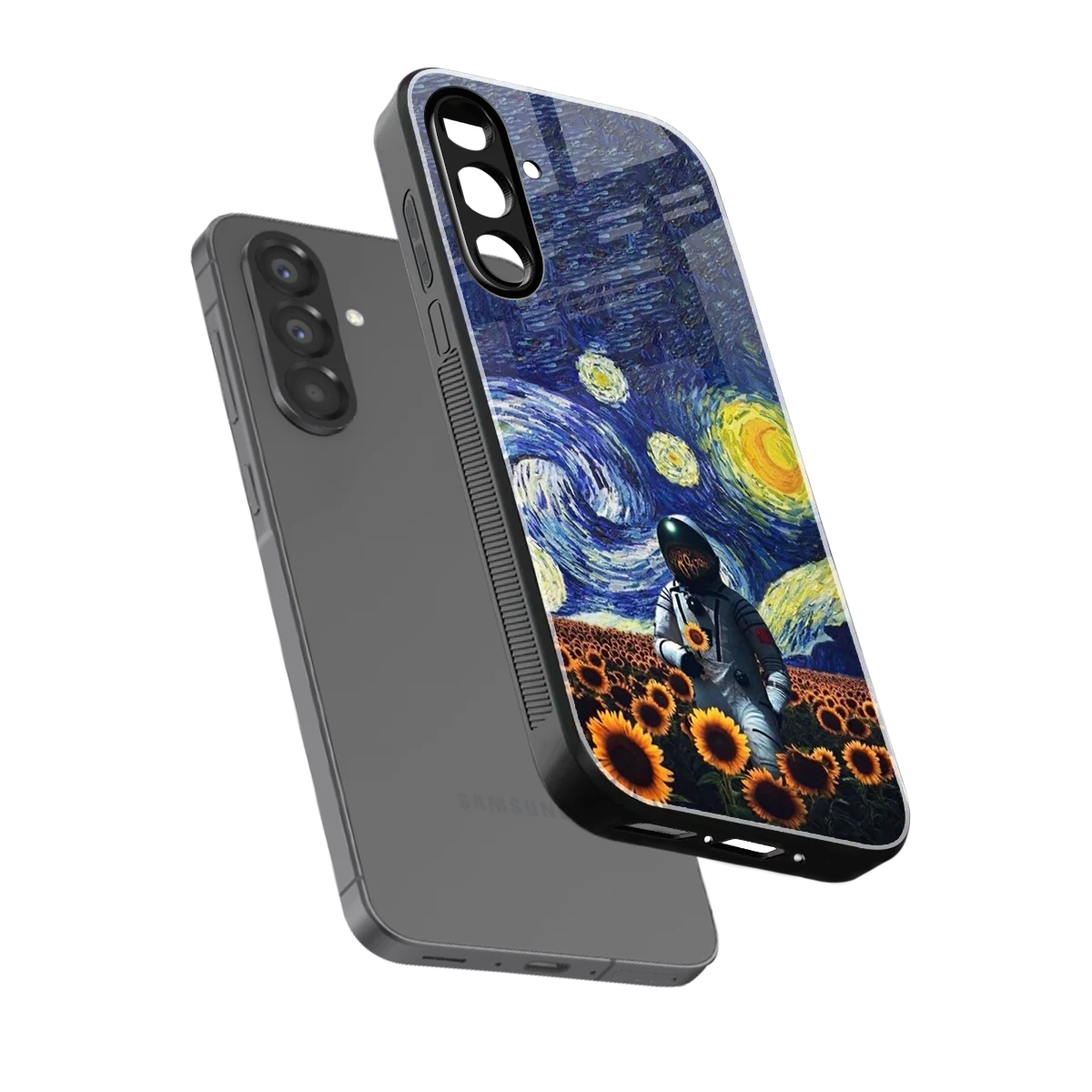 Cosmic Night sleek samsung galaxy a56 5g cover with tempered glass back and TPU edges