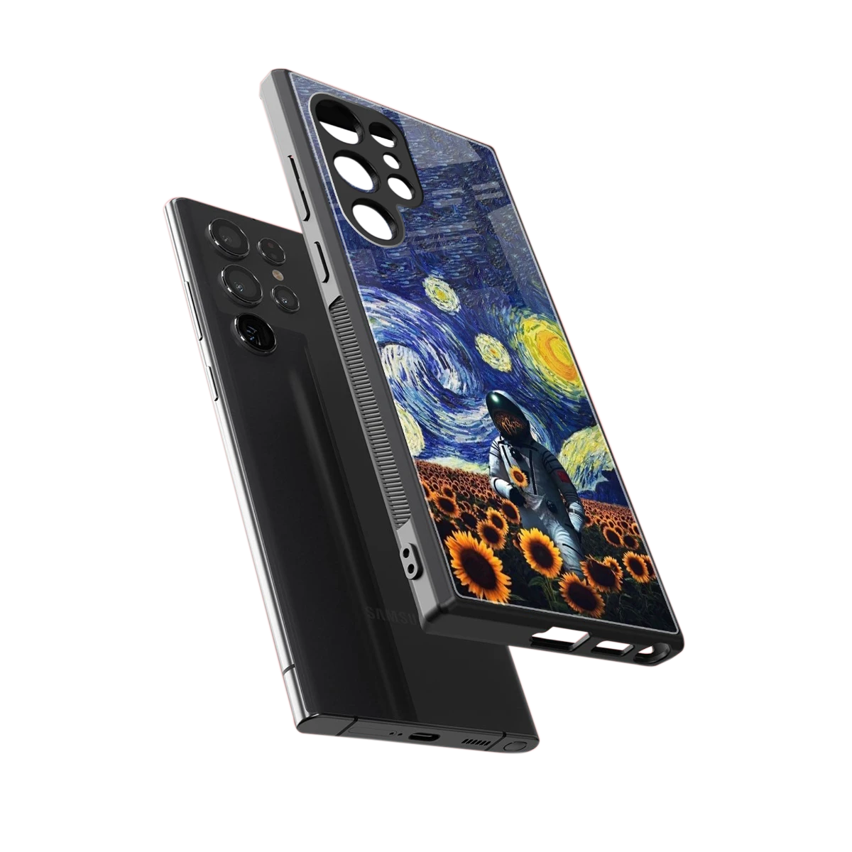 Cosmic Night sleek samsung galaxy s23 ultra cover with tempered glass back and TPU edges