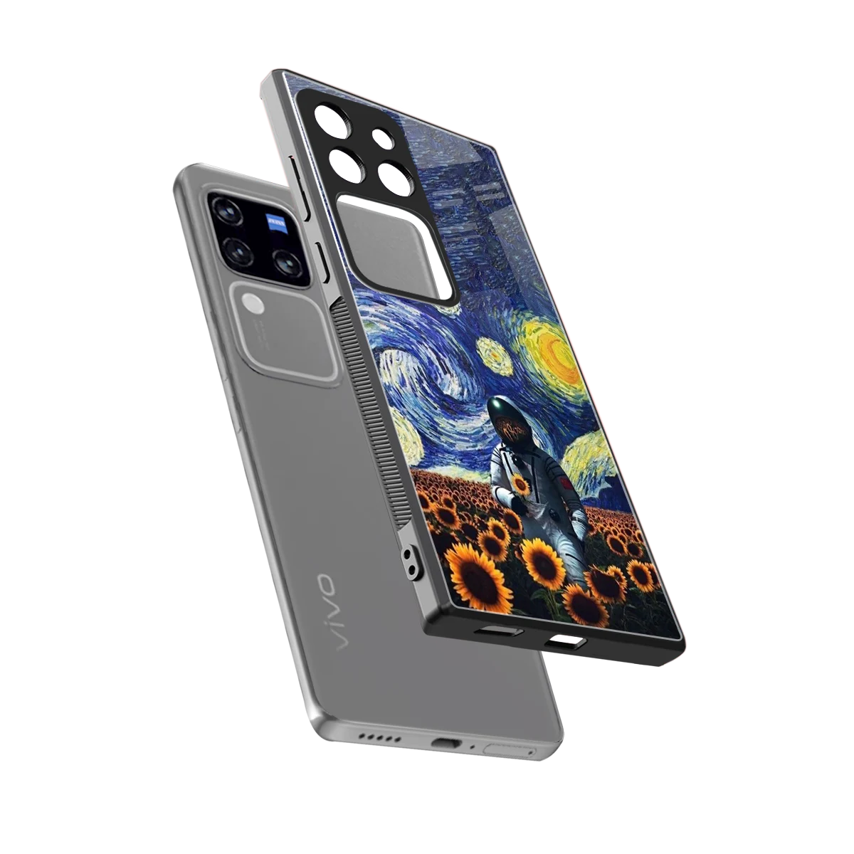Cosmic Night sleekvivo v30 pro cover with tempered glass back and TPU edges