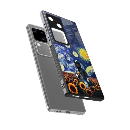 Cosmic Night sleek vivo v30 cover with tempered glass back and TPU edges